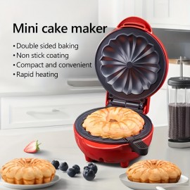 [1pc Mini Waffle Maker] 1pc Multifunctional Mini Waffle Maker | Non-Stick Coating, Quick Heating for Cakes, Bread and Breakfast | Essential Christmas Gift for Home