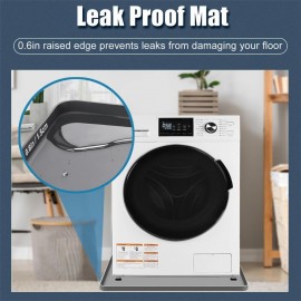 [No Hole Design Washer Pan] Non-Slip Silicone Washing Machine Drip Tray | 27x27 Inch Waterproof Washer Drain Pan, Anti-Vibration Floor Protector for Dryer and Washer, Easy Clean Leak Mat with No Hole Design