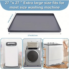 [No Hole Design Washer Pan] Non-Slip Silicone Washing Machine Drip Tray | 27x27 Inch Waterproof Washer Drain Pan, Anti-Vibration Floor Protector for Dryer and Washer, Easy Clean Leak Mat with No Hole Design