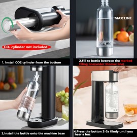[Heavy-Duty Soda Maker] Hilton Heavy-Duty Stainless Steel Sparkling Water & Soda Maker | Non-Electric Carbonating Machine, Compatible with 1L PET Bottles & 60L CO2 Exchange Carbonators