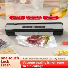 1pc Multifunctional Automatic Food Sealer, USB Rechargeable Portable Vacuum Packaging Machine with Snack Sealing and External Inflation Capability, Suitable for Long-Term Freshness