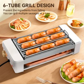 Electric 12 Hot Dog 5 Roller Commercial Sausage Grill Cooker Machine 800W, Food Service Equipment, Grilling, Compact Grill Cooker, Professionalgrade Machine, Commercialgrade Materials