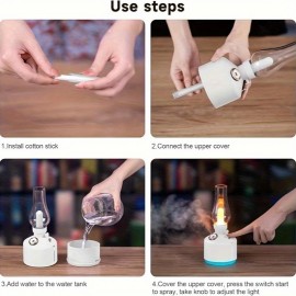 Retro Humidifier, Essential Oil Diffuser, USB Rechargeable, Portable Light Humidifier, Wireless Humidifier with LED Cap, 9.47oz Capacity, 1.5W Power, Suitable for Home and Camping, Room Humidifier, Stylish Diffuser, Modern Aesthetic, Efficient