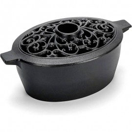 Cast Iron Wood Stove Steamer & Humidifier - 2.5 Quart Rust-Resistant Indoor Heater-Free Heater-like Warmth, Matte Black Finish with Lattice Top, Patented Non- Design for Home, Office, or Spa-like Moisture - Multi-Use Stove