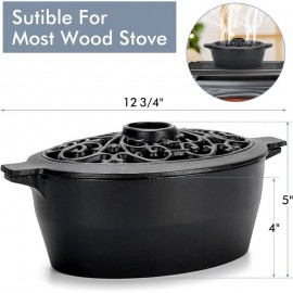 Cast Iron Wood Stove Steamer & Humidifier - 2.5 Quart Rust-Resistant Indoor Heater-Free Heater-like Warmth, Matte Black Finish with Lattice Top, Patented Non- Design for Home, Office, or Spa-like Moisture - Multi-Use Stove