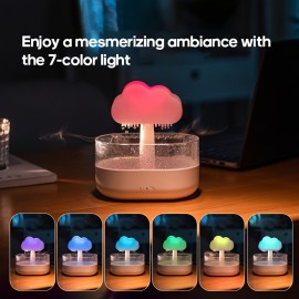 Simulated raindrop aroma diffuser machine colorful light rain mist essential oil diffuser USB desktop atmosphere rain cloud water drip humidifier
