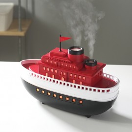 USB-Powered Ship-Shaped Humidifier & Aromatherapy Diffuser with Ambient Lighting, Non-Wet Safe Tabletop, Dual Nozzle Large Mist for Home, Office, Bedroom - Ideal Holiday Gift for Maritime Decor Lovers, Bedroom Moisture Solution