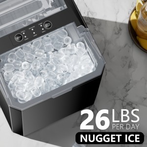 Ice Maker Machine - Produces 9 Bullet Ice Cubes In 6 Minutes Ice Machine, 26.5 Pounds Of Ice In 24 Hours Ice Maker Machine for Counter Top, Small Portable Self-cleaning Ice Maker Suitable for Homes, Kitchens, RVs, And Parties