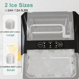 Ice Maker Machine - Produces 9 Bullet Ice Cubes In 6 Minutes Ice Machine, 26.5 Pounds Of Ice In 24 Hours Ice Maker Machine for Counter Top, Small Portable Self-cleaning Ice Maker Suitable for Homes, Kitchens, RVs, And Parties