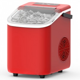 Ice Maker with A Handle On The Countertop. It Can Make 9 Bullet-shaped Ice Cubes In 6 Minutes, with A 24-hour Ice-making Capacity Of 26 Pounds. It Is Equipped with An Automatic Cleaning Function And Comes with An Ice Basket And An Ice Scoop.