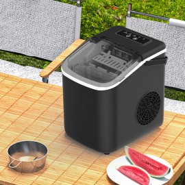 Ice Maker Machine For Countertop 30 Pound Bullet Ice Machine, Portable Bullet Ice Machine Can Produce 9pcs Of Bullet Ice In 6 Minutes, With Automatic Cleaning Function For Baskets And Spoons, And Can Be Operated With One Click For Campings