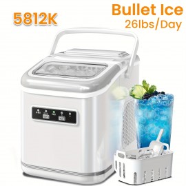 Portable Compact Ice Maker Machine with Self-Cleaning System, 24 lbs/Day & 24-Hour Operation, Digital Display & Timer, 2 Sizes (S/L) with Scoop & Basket - Countertop Ice Maker for Home, RV, Office, Bar, Coffee Station