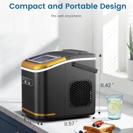 Portable Compact Ice Maker Machine with Self-Cleaning System, 24 lbs/Day & 24-Hour Operation, Digital Display & Timer, 2 Sizes (S/L) with Scoop & Basket - Countertop Ice Maker for Home, RV, Office, Bar, Coffee Station