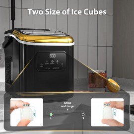 Portable Compact Ice Maker Machine with Self-Cleaning System, 24 lbs/Day & 24-Hour Operation, Digital Display & Timer, 2 Sizes (S/L) with Scoop & Basket - Countertop Ice Maker for Home, RV, Office, Bar, Coffee Station