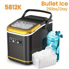 Portable Compact Ice Maker Machine with Self-Cleaning System, 24 lbs/Day & 24-Hour Operation, Digital Display & Timer, 2 Sizes (S/L) with Scoop & Basket - Countertop Ice Maker for Home, RV, Office, Bar, Coffee Station