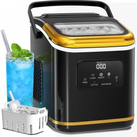 Portable Compact Ice Maker Machine with Self-Cleaning System, 24 lbs/Day & 24-Hour Operation, Digital Display & Timer, 2 Sizes (S/L) with Scoop & Basket - Countertop Ice Maker for Home, RV, Office, Bar, Coffee Station
