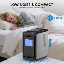 Ice Maker Countertop, Portable Ice Machine with Self-Cleaning, 26 lbs/ 24Hrs, 8 Cubes in 6 Mins, Quiet Compact Ice Maker for Home, Kitchen, RV, Camping, Ice Maker with Handle