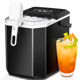 Multi-Gauge Commercial Ice Machine Countertop, 28/35/45 Lb/Day, Self-Cleaning, 24 Hour Timer, LED Panel with Ice Scoop, Bullet Ice/Nugget/Cube Ice Maker, Home/Bar/Party, with Ice Basket