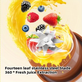 [800ml Large Capacity Juice Cup] 800ml Large Capacity Juice Cup with 14-Leaf Blades, Quick-Freeze Fresh Fruit Smoothie, One-Press Operation (Portable Leak-Proof + Direct Drinking Design)
