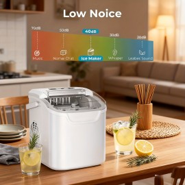 Portable Countertop Nugget Ice Maker with One-Touch Self-Cleaning, 35lbs/24H & 7-Minute Ice Production, Soft Chewable Nuggets, Includes Scoop & Basket, Stainless Steel Design for Home, Kitchen, Office, Parties (Black), Chewable Ice Maker, Kitchen Appliance, Modern Kitchenware, Easyclean Machine