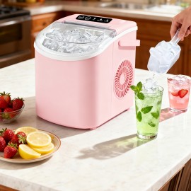 Countertop Ice Maker with Handle, Produces 26 Pounds Of Ice Within 24 Hours And 9 Ice Cubes In 7 Minutes. Portable Ice Maker Includes Ice Basket And Scoop, Suitable for Home/kitchen/camping/apartment Use., Home Ice Machine, Kitchen Appliance, Sleek