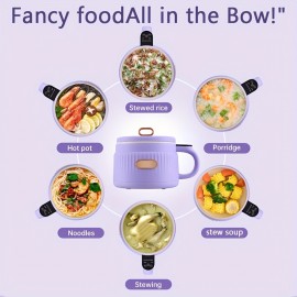 1.6L Electric Cooking Pot & Electric Hot Pot | Multifunctional Electric Stew Pot & Electric Frying Pan | US Plug | Timer Function Available | Intelligent Heat Preservation 