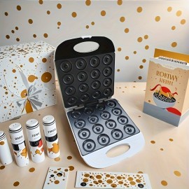 16-Cavity Donut Maker Machine - Double-Sided, 110V, No Battery Needed, Perfect for Breakfast Sandwiches, Cakes, and Desserts, Kitchen Appliance with Easy-Use Controls, Donut Making Machine, Dessert Preparation, Modern Kitchenware, Durable Plastic Body