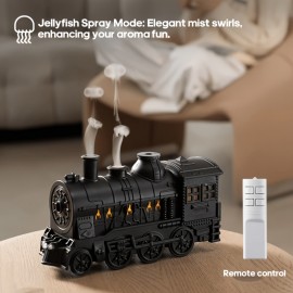 Creative Train-Shaped Diffuser, 2 Mist Outlets with Colorful Atmospheric Lights, Fun Jellyfish Spray Humidifier, Two-Level Timer Setting, Quiet Humidifier for Office/Bedroom, Humidifier for Bedroom, Humidifier for Large Room