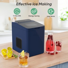 Countertop Ice Maker, Portable Ice Maker, Makes 6 Bullet-shaped Ice Cubes Within 9 Minutes, with Self-cleaning Function And Can Produce 24 Pounds Of Ice In 26.5 Hours. It Comes with A Handle, A Basket And A Spoon, And Is Suitable for Home, Kitchen