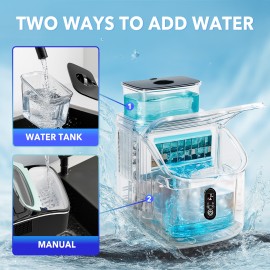 Countertop Ice Maker with Self-Cleaning, 35Lbs/ Day, 16pcs/ 5Mins, Portable Ice Maker Machine with Removable Water Tank, 24Hrs Timer for Home, Office, Party, Black, Party Ice Supply, Home Ice Machine, Spacesaving Machine, Compact Design