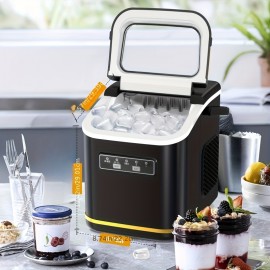Desktop Ice Maker, 50.72oz Detachable Water Tank, Produces 16 Ice Cubes In 5-18 Minutes, 24-hour Timer, Portable Ice Cube Maker, Comes With Ice Basket & Ice Scoop, 33lbs/day, Self-cleaning Ice Maker, Suitable For Home, Office, Parties