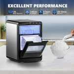 Nugget Ice Maker Countertop, 44Lbs/400lbs /24H Pebble Ice Maker Machine, Self-Cleaning Pellet Ice Machine with Ice Scoop&basket, Sonic Countertop Ice Machine for Home/Kitchen/Office (Black/Sliver)