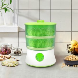 2-Tier 20W Automatic Bean Sprouter Machine - Large Capacity Seed Sprouting Kit for Cat Grass, Wheat, Mung Beans & More - Durable Plastic, 110V, US Plug, Perfect for Home & Commercial Use, Sprouting Equipment