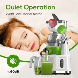 Cold Press Juicer Machine, SiFENE Slow Masticating Juicer, 83mm Wide Chute For Whole Fruits & Vegetables, Easy To Clean, High Yield, Non BPA, Gray