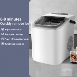 Countertop Ice Maker, Portable Ice Maker, Makes 6 Bullet-shaped Ice Cubes Within 9 Minutes, with Self-cleaning Function And Can Produce 24 Pounds Of Ice In 26.5 Hours. It Comes with A Handle, A Basket And A Spoon, And Is Suitable for Home, Kitchen